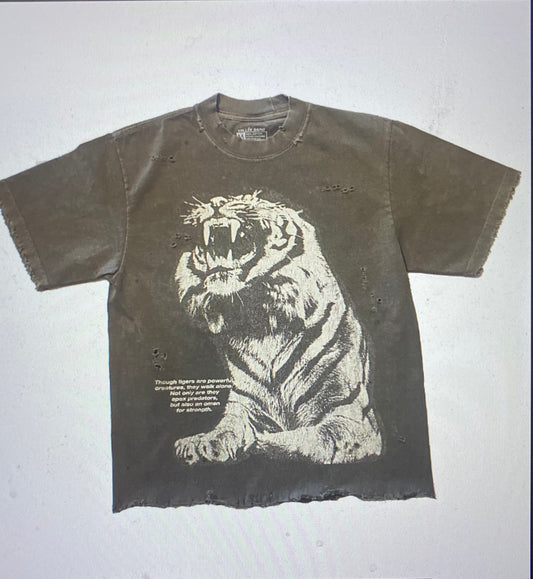 Cropped/ Distressed Tiger Tee